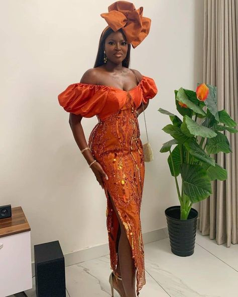 Burnt Orange Lace Dress, Gown Dress For Women, Lace Gown Dress, Lace Asoebi Styles, Bridal Train, Aso Ebi Dresses, Aso Ebi Lace Styles, Orange Lace Dress, Nigerian Lace Styles