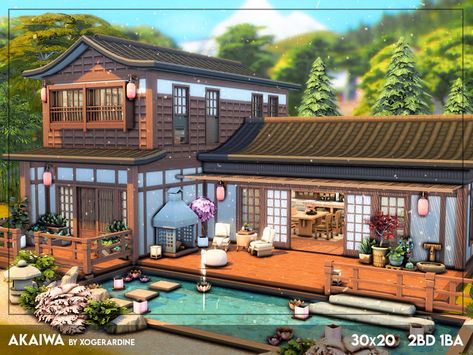 Japanese Mansion Bloxburg, Japanese Cottagecore House, Sims Asian House, Traditional Japanese Home Layout, Japanese Style House Sims 4, Sims 4 Japanese Mansion, Sims 4 Zen Garden, Sims 4 Asian Build, Sims 4 Japanese Garden