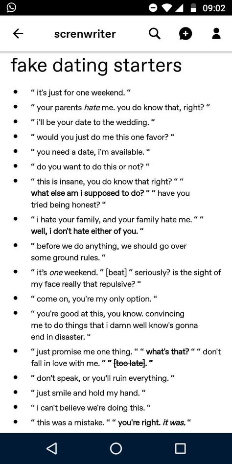 First Time Meeting Writing Prompts, Prompts To Start A Book, Plot Ideas Prompts Romance, Fake Dating Scenarios, Fnaf Writing Prompts, Date Prompts Writing, One Line Writing Prompts, Fake Dating Wattpad Books, Romance Writing Promps