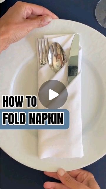 How To Folding on Instagram: "Follow @howtofolding for more content like this! How to fold your napkins like a pro #organization #organizing #closetorganization" How To Fold Table Napkins, Table Napkin Folding, Wedding Napkin Folding, Wrapped Silverware, How To Fold Napkins, Folding Napkins, Easy Napkin Folding, Cloth Napkin Folding, Christmas Luncheon