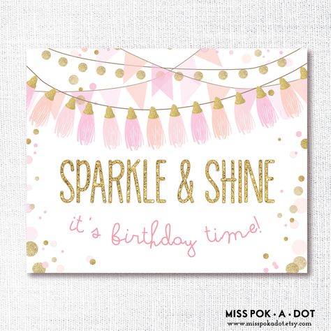 SPARKLE AND SHINE instant download printable digital file Birthday Decoration Diy, Sparkle Birthday Party, Pink And Gold Birthday, Pink And Gold Birthday Party, Sparkle Birthday, Anniversaire Diy, Sparkle Party, Glitter Birthday, Birthday Party Outfits