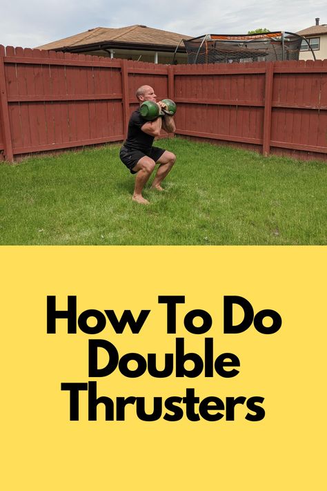 Watch this video to learn how to properly do double thrusters. Kettlebell Exercises, Kettlebell Workout, Kettlebell, To Learn