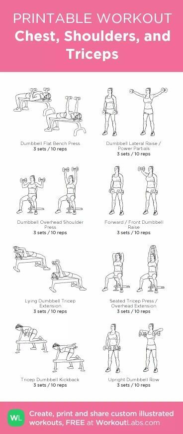 Chest Shoulder Tricep Workout, Shoulder Tricep Workout, Chest And Tricep Workout, Chest Workout Women, Tricep Workout, Printable Workout, Gym Workout Plan For Women, Monday Workout, Printable Workouts