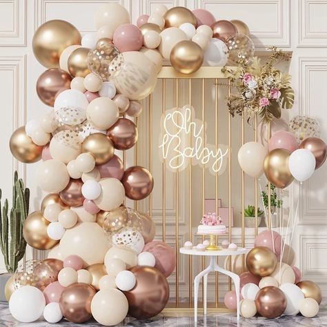 Baby Shower Ballons, Blush Balloons, Birthday Party Background, Gold Confetti Balloons, Rose Gold Confetti, Rose Gold Balloons, Garland Arch, Baby Shower Party Supplies, Wedding Party Supplies