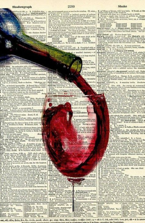 Newspaper Art, Dictionary Art, Wine Art, 수채화 �그림, Arte Sketchbook, A Level Art, Art Inspiration Painting, 영감을 주는 캐릭터, Painting Art Projects