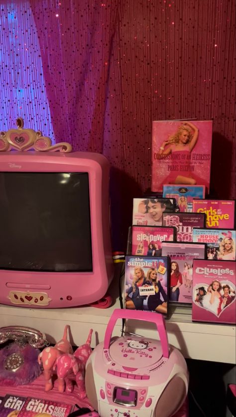 2000s, y2k, mcbling, mean girls, Paris Hilton, hello kitty Bratz Inspired Room, Y2k 2000s Room, Early 2000s Room Decor, Trashy Y2k Room, Y2k Rooms, 2000s Room Aesthetic, 2000s Bedroom Aesthetic, Early 2000s Room, Trashy 2000s Aesthetic