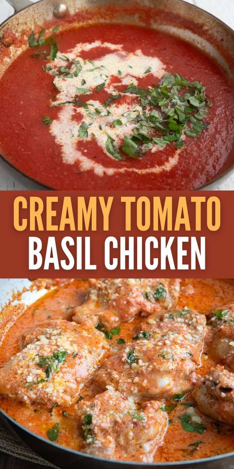 This Tomato Basil Chicken is easy and quick to prepare, and bursting with fresh flavor. Seven simple ingredients and less than 40 minutes is all it takes to make this fabulous keto dinner recipe. Creamy Tomato Basil Chicken, Tomato Basil Chicken Recipe, Basil Chicken Recipe, Tomato Basil Chicken, One Pan Meal, The Recipe Critic, Recipe Critic, Basil Chicken, Chicken Slow Cooker Recipes