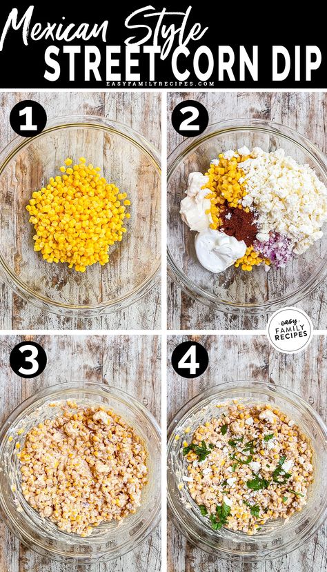 This easy Mexican Street Corn Dip is the BEST party appetizer! This recipe is a quick and easy appetizer built for a crowd, whether hosting a party or hanging with friends for game day. Elote corn dip is easy to make and oh-so-creamy, with the perfect blend of savory and sweet. Your guests will crave more of this delicious spin on traditional street corn! It is the perfect cold corn dip recipe. If you need a fast appetizer recipe for a party, this easy dip is perfect! Taco Night Side Dishes, Grilled Corn Dip, Corn Dip With Sour Cream, Easy Street Corn Recipe, Easy Mexican Street Corn Dip, Mexican Apps, Elote Corn Dip, Cold Corn Dip, Corn Elote Recipe