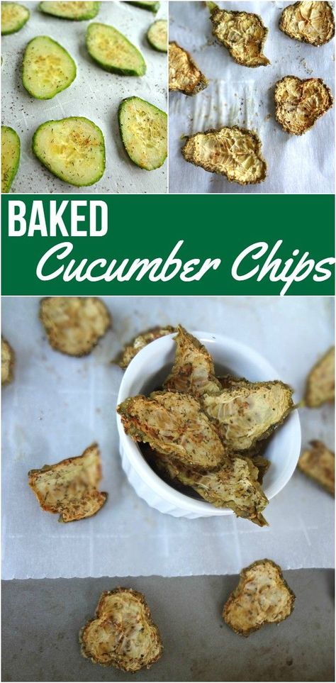 Cucumber Chips Baked, Baked Cucumber Recipes, Baked Cucumber, Healthy Chips Recipe, Fried Cucumbers, Cucumber Chips, Radish Chips, Zucchini Chips Recipe, Vinegar Cucumbers