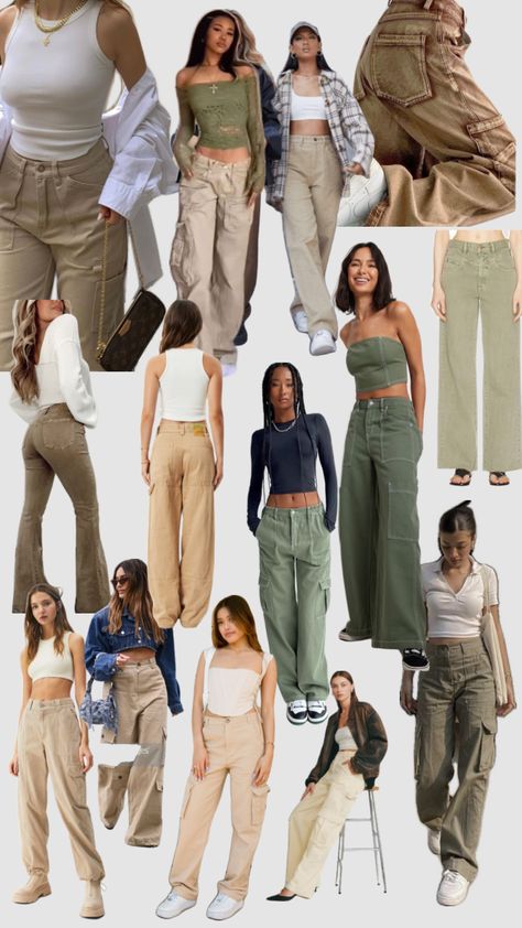 Fall 2023 utility denim trends #cargos #cargopants #carpenters #utility Khaki Utility Pants Outfit, Carpenter Denim Outfit, Beige Denim Outfit, Brown Utility Pants Outfit, Uniqlo Cargo Pants Outfit, Cream Carpenter Pants Outfit, Utility Fashion Woman, Utility Style Women, How To Style Cream Cargo Pants