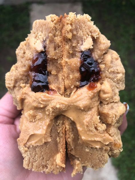 Peanut Butter Jelly Cookies, Levain Cookies, Peanut Butter And Jelly Sandwich, Jelly Cookies, Jelly Sandwich, Stuffed Cookies, Crazy Cookies, Peanut Butter Cookie Dough, Cookies Bars