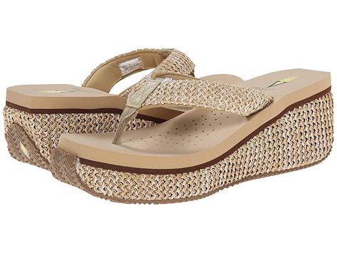 VOLATILE Island (Natural) Women's Wedge Shoes. There's no such thing as island fever when you're having so much fun in the sun! Enjoy the lazy days of summer when you rock these vivacious VOLATILE sandals! Thong-style construction. Braided fabric upper. Man-made lining. Cushioned man-made footbed with perforation. Wrapped platform and wedge. Textured man-made sole. Measurements: Heel Height: 2 1 4 in Weight: 10 oz Platform Hei #VOLATILE #Shoes #OpenFootwear #Wedge #Beige Volatile Shoes, Trending Womens Shoes, Shoe Wardrobe, Street Shoes, Everyday Shoes, Lazy Days, Fun In The Sun, You Rock, Womens Wedges