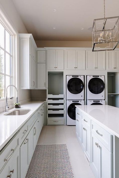 Laundry Room Island, Transitional Laundry Room, Grey Laundry Rooms, House Laundry Room, Blue Laundry Rooms, White Laundry Rooms, Laundry Room/mud Room, Dream Laundry Room, Large Laundry Rooms