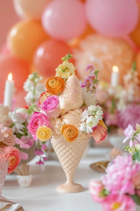 Chic Ice Cream Party Ideas Adults Will Love! Ice Cream Bridal Shower Favors, Ice Cream Baby Shower Ideas, Ice Cream Party Ideas, Guest Room Baskets, Trendy Bars, Sundae Kids, Ice Cream Party Theme, Retro Signage, Trendy Bar