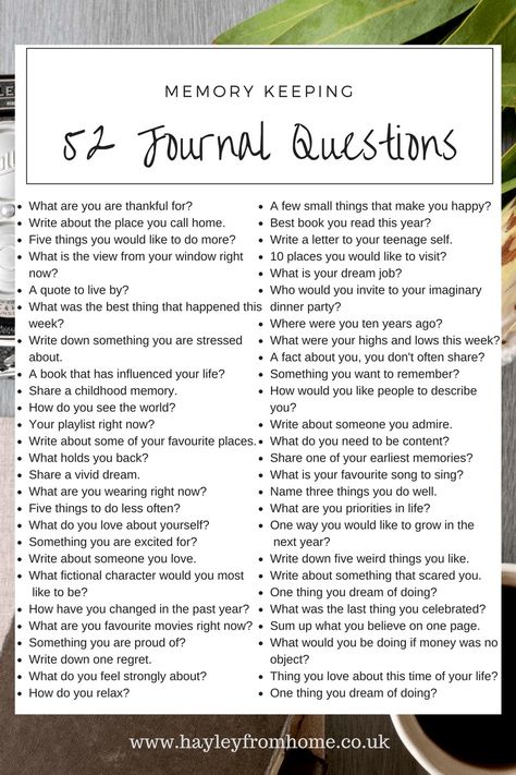 52 Journal Questions Journal Questions, Vie Motivation, Journal Writing Prompts, Memory Keeping, Bullet Journaling, Bullet Journal Inspiration, Journal Writing, Journal Prompts, Life Planner