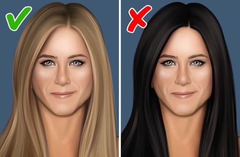 How to Match Hair Color With Skin Tone and Eye Color / 5-Minute Crafts Cool Tone Skin Hair, Dark Hair Color Pale Skin, Blue Eyes Cool Skin Tone Best Hair, Green Eye Fair Skin Hair Color, Best Hair Color For Your Skin Tone, Dark Hair For Fair Skin And Blue Eyes, Red Skin Tone Hair Color, Make Up For Brown Hair Blue Eyes, Hair Colors For Olive Toned Skin