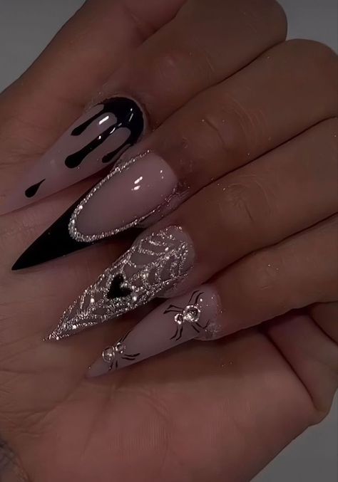 Holloween Nails, Halloween Acrylic Nails, Nagel Tips, Goth Nails, Her Nails, Unique Acrylic Nails, Bling Acrylic Nails, Acrylic Nails Coffin Short, Halloween Nail Designs