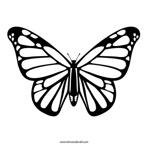 The first stencil shaped like a monarch butterfly. Description from timvandevall.com. I searched for this on bing.com/images Butterfly Line Drawing, Monarch Butterfly Tattoo, Butterfly Tattoo Stencil, Butterfly Outline, Art Papillon, Butterfly Stencil, Butterfly Template, Stencils Printables, Butterfly Printable