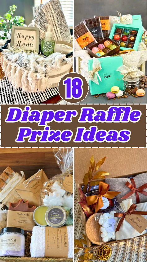 Looking for unique diaper raffle prizes to wow your baby shower guests? Here are 18 fun and creative ideas that everyone will love! From gift cards to pampering sets, these prizes are perfect for adding a little extra excitement to your event. Baby Shower Gift Baskets For Guests, Prize Basket Ideas For Showers, Baby Shower Raffle Gift Basket Ideas, Baby Shower Raffle Prizes Baskets, Gift Basket Ideas For Baby Shower Prizes, Prize Gifts For Baby Shower Games, Prizes For Baby Shower Games Gift Ideas, Gender Reveal Raffle Prize Ideas, Baby Shower Door Prize Ideas