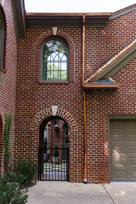 All About Our New Copper Gutters (And How Much They Cost) - Chris Loves Julia Trim Makeover, Modern Traditional Home, Outdoor Cabana, Copper Gutters, Jewel Frames, Modern Colonial, Chimney Cap, Purple I, Red Brick House