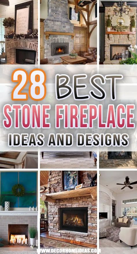 Den Fireplace Ideas, Styling Stone Fireplace, Country House Fireplace Ideas, Fireplace Surrounds Stone, Fireplace Stone Ideas Farmhouse, Fireplace Inspiration Stone, Farmhouse Stone Fireplace Ideas, Interior Fireplace Ideas Stone, Modern Farmhouse Fireplace Ideas Stone