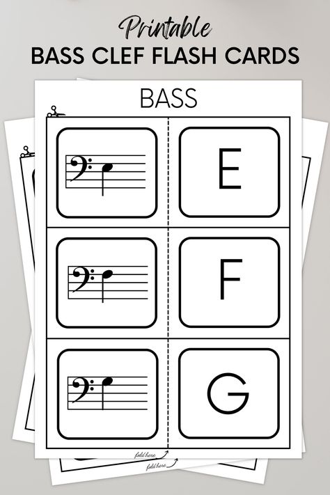 Music Flashcards, Flash Card Template, Bass Clef Notes, Music Class Activities, Read Music, Music Notation, Bass Clef, Learning To Read, Music Teachers