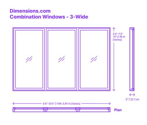 The 3-Wide combination window is an alluring design that consists of a single horizontal row of three vertical panels, producing a visually engaging effect. This three-panel-wide layout seamlessly blends form and function, ensuring ample natural light entry and offering extensive views. Downloads online #windows #buildings #construction Window Sizes Guide Bedroom, Standard Window Sizes, Interior Drawing, Window Dimensions, Shop Drawing, Interior Design Student, Elements And Principles, Window Sizes, Cad Blocks