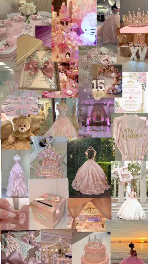 Quinceanera Rose Gold Theme, Quinceanera Ideas Pink, Pink Quinceanera Decorations, Pink Quince Theme, Rose Gold Quince, Rose Gold Quinceanera, Sweet 15 Party Ideas Quinceanera, Sweet 15 Party Ideas, Quince Themes