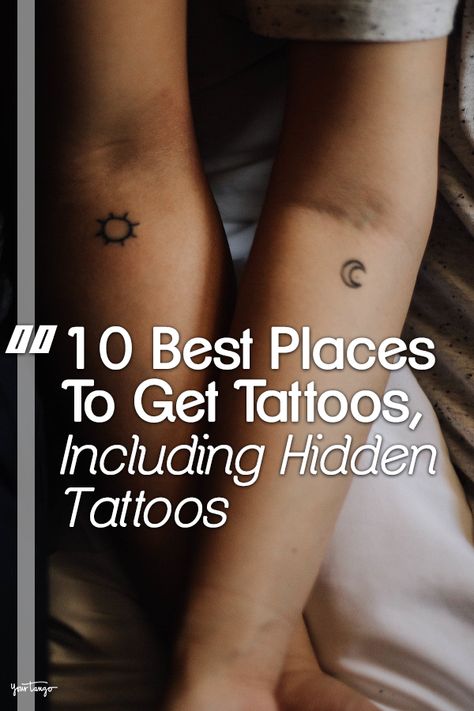 Some of the coolest tattoo locations are obvious, but if you're looking for places to get tattoos where people won't see your ink, there are plenty of options. Hidden tattoos are discreet and still give you the freedom to choose what you want.#hidden #tattoos #smalltat #bodyart Places For A Tattoo For Women, Best Spot For Small Tattoo, Best Body Part For Tattoo, Where To Get Tiny Tattoos, Secret Places To Get Tattoos, Secret Tatoos Ideas, Best Place To Get Tattoo For Women, Cute Places For Small Tattoos For Women, Locations For Tattoos On Women