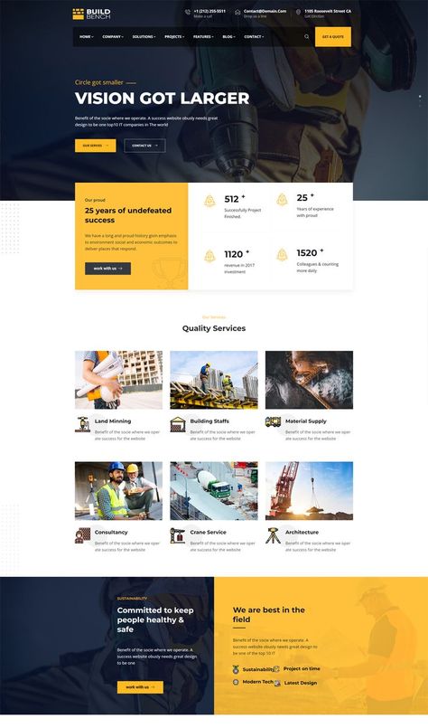 Construction Building WordPress Theme Construction Website Templates, Architecture Business, Corporate Website Design, Industrial Construction, Design Sites, Business Theme, Webdesign Inspiration, Professional Website Design, Webpage Design