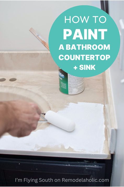 Paint Your Countertops, Paint Countertops, Interior Painting Ideas, Counter Top Sink Bathroom, Painted Vanity Bathroom, Countertop Makeover, Painted Bathroom, Painting Walls, Painting Countertops