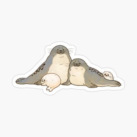 Get my art printed on awesome products. Support me at Redbubble #RBandME: https://www.redbubble.com/i/sticker/Ringed-Seal-Family-by-youmiichi/157177451.EJUG5?asc=u Sea Puppies, Cozy Drawing, Ringed Seal, Hugging Drawing, Water Creatures, Family Stickers, Happy Stickers, Baby Seal, Seal Sticker