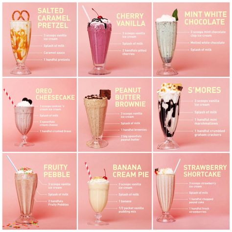 Summer shakes from food network snapchat Smoothie Milkshake Recipes, Summer Shakes Recipes, Milk Shakes Recipes, Salted Caramel Milkshake Recipe, Summer Milkshakes, Milk Shake Recipes, Healthy Milkshakes, Gökkuşaği Pasta, Resep Starbuck