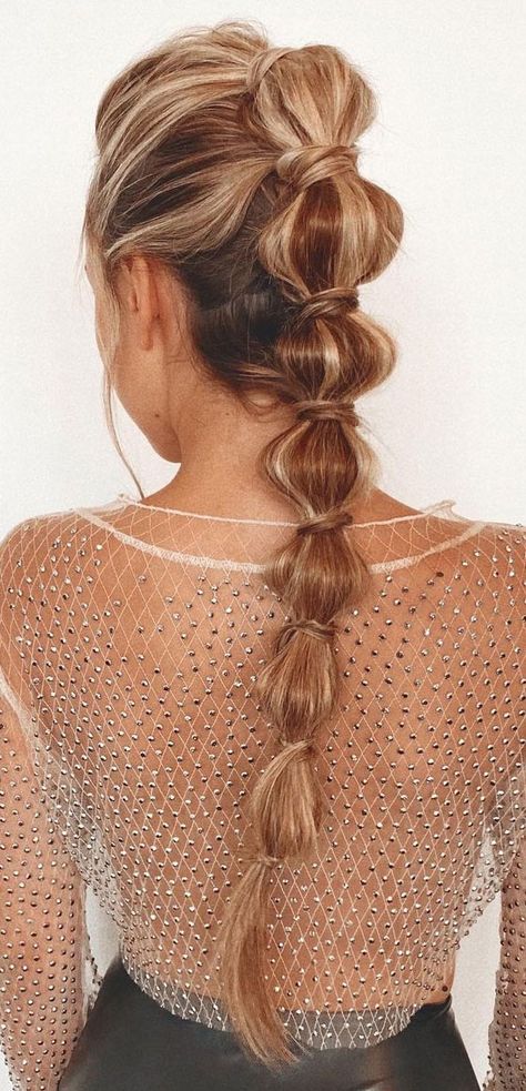 32 Cute Ways To Wear Bubble Braid : Textured & Cute Bubble Braid Pony Balayage, Bubble Hairstyle, Bubble Braid Hairstyles, Braid Pony, Long Ponytail Hairstyles, Fancy Braids, Bubble Braid, Bubble Ponytail, Bubble Braids