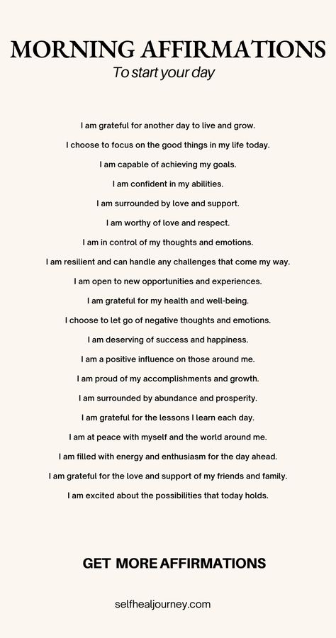 30 Days Of Affirmations, Start Of The Week Affirmation, Words Of The Day Positive, Positive Affirmation Of The Day, Affirmation Morning Daily, Powerful Self Affirmations, 365 Daily Quotes Inspiration, Positive Affirmation Words, One Word Affirmations Positive