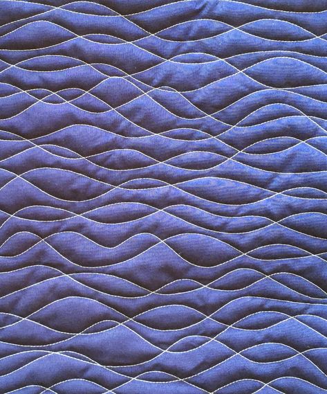 Experiment with ‘wavy’ rulers to add movement, dimension to quilts... Quilt Lines Pattern, Free Motion Quilting Waves, Waves Quilting Design, Wavy Lines Quilting, Water Quilting Designs, Wave Quilting Design, Wavy Line Quilting, Ruler Quilting Designs, Whole Cloth Quilting Designs