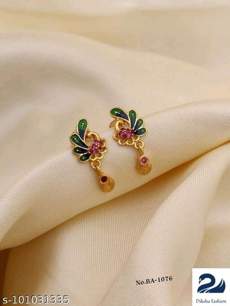 Daily Wear Earrings Gold Indian Hangings, Simple Daily Wear Earrings Gold Indian, Small Gold Earrings Indian, Dailyware Earrings Gold, Daily Wear Earrings Gold Indian, Earrings Gold Indian, Latest Gold Earrings, Lakshmi Haram, Gold Earrings Design