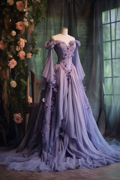 Prom Dresses Long Sleeves, Vintage Ball Gown, Lilac Prom Dresses, Dresses Long Sleeves, Vintage Ball Gowns, One Shoulder Prom Dress, Fantasy Dresses, Long Sleeve Evening Dresses, Prom Dress Inspiration