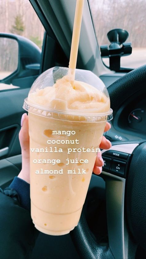 Mango Vanilla Smoothie, Marbled Coconut Cloud Smoothie, Smoothie King Orders, Smoothies With Coconut Milk, Mango Protein Shake, Orange Smoothie Bowl, Mango Protein Smoothie, Mango Breakfast, Mango Coconut Smoothie