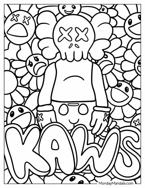 20 KAWS Coloring Pages (Free PDF Printables) Pics To Color For Adults, Colouring In Pages For Adults, High Coloring Pages Cartoon, Kaws Drawing Outline, Coloring Papers Printable, Kaws Coloring Pages, Coloring Pages Coco Wyo, Bold Coloring Pages, Printable Drawings To Paint