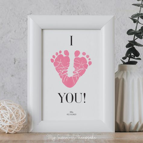 Excited to share this item from my #etsy shop: Printable I love you heart footprint | Valentine's day gift from baby | Footprint gift for mom, dad, grandma or grandpa | DIY baby message Valentine Gifts From Baby To Parents, Valentines Gift From Baby To Grandparents, Valentine’s Day Baby Feet Craft, Diy Valentines Gift From Baby, Baby Footprint Valentines Cards, Babies Valentines Day Craft, Footprint Valentines Day Crafts For Infants, Valentine’s Day Feet Craft, Baby Handprint Crafts Valentines Day