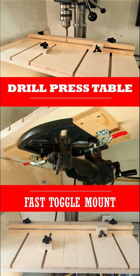 Build a Drill Press Table | DIY Montreal Press Table, Woodworking Jigsaw, Drill Press Table, Table Woodworking, Woodworking Jig, Woodworking School, Woodworking Patterns, Woodworking Classes, Woodworking Table