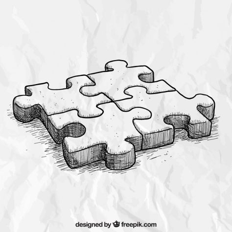 Hand drawn puzzle pieces Premium Vector | Premium Vector #Freepik #vector #hand #hand-drawn #puzzle #game Trin For Trin Tegning, Puzzle Drawing, Easy Pencil Drawings, 3d Art Drawing, Drawing Hair, Cool Pencil Drawings, Art Sketches Pencil, Pencil Drawings Easy, Art Drawings Sketches Pencil