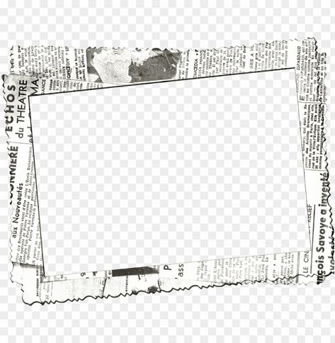 Newspaper Background Template, Transparent Border Design, Png For Editing Aesthetic, Border Design Transparent Background, Newspaper Aesthetic Png, Png Borders Frames, Frame Png Templates, Cute Frames For Edits, Photostrip Template Png