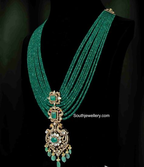 Beads Haram, Polki Pendant, Beaded Wedding Jewelry, Ruby Jewelry Necklaces, Dubai Gold Jewelry, Pooja Items, Choker Necklace Designs, Jewellery Bridal, Victorian Pendants