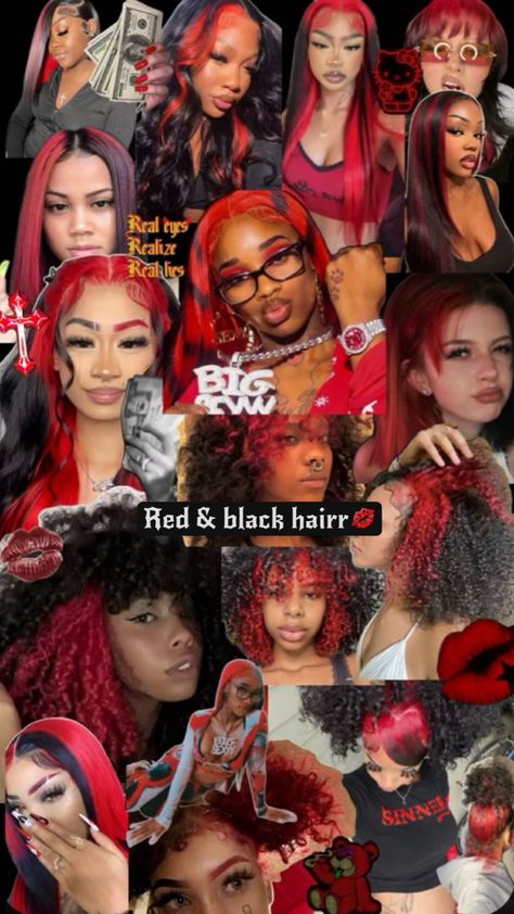 Ideas for y’all who wanna dye ur hair💗 Colors To Dye Ur Hair, Dye Ideas For Curly Hair, Curly Hair Red, Red Black Hair, Ideas For Curly Hair, Black Red Hair, Hair Dye Ideas, Bunny Nails, Quick Natural Hair Styles