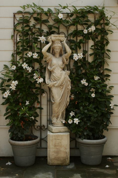 Backyard Statues, Goddess Garden, Garden Statuary, Garden Goddess, Statue Decor, Greek Statues, Formal Gardens, Garden Statue, Privacy Fence