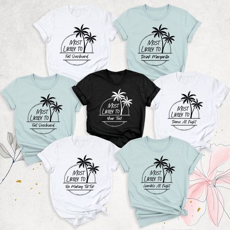 "Most Likely to Cruise Shirts, Funny Summer Shirt, Matching Family Shirt, Family Cruise Trip Shirt, Summer Vacation Shirt, Group Cruise Shirt Hello, Thanks for your support. Your gladness comes first and all work is done with Love in here. Always keep your support, please:) Most Likely to Cruise Shirts are branded Bella+Canvas.  Most Likely to Cruise Shirt  Contents: - Solid colors: %100 Cotton.  - Heather colors: %52 Cotton + %48 Polyester* This ultra-soft graphic tee is made from a comfortable cotton-poly blend that is breathable, non-shrinking, and lasts longer than your average graphic shirt. HOW TO ORDER YOUR MOST LIKELY TO CRUISE SHIRT  -Please, Check and Review all  Most Likely to Cruise Shirt Photos. -Select Your Most Likely to Cruise Shirt T-Shirt Size and Most Likely to Cruise Sh Cruise Group Shirts, Group Vacation Outfits, Girls Cruise Shirts Ideas, Most Likely To Cruise Shirts, Cruise Tshirt Ideas Funny, Group Cruise Tshirt Ideas, Funny Cruise Shirts Ideas, Family Cruise Shirts Ideas Carnival, Cruise Shirts Ideas Group Family