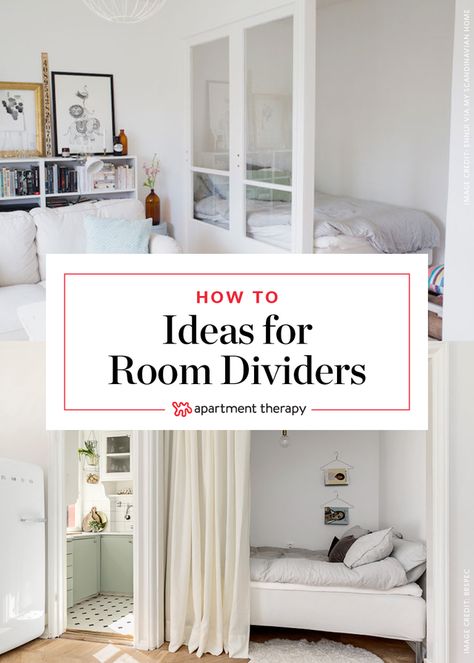 The challenge: Create a "bedroom" (well, at least a bed nook) in an open-layout studio apartment. Our solution: Choose visual dividers that separate the space, but that don't block sunlight or cut up the square footage of an already tiny home. Presto—your single room will suddenly feel like two (or more.) Here are 11 simple and smart ideas to inspire small-space dwellers: Bedroom Divider, Simple Bed Designs, Bed Nook, Open Floor House Plans, Diy Room Divider, Studio Apartment Layout, Single Room, Apartment Layout, Simple Bed