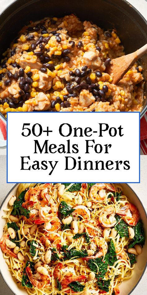 The next time you don’t really feel like cooking or don’t want to deal with a pile of dirty pots and pans after dinner, reach for your trusty Dutch oven or pull out your slow cooker. Why? Because one-pot meals are the answer. #onepotmeals #easyrecipes #dinnerrecipes #easydinners #mealplanning #mealprep #dinner Healthy One Pot Meals, Dinner Recipes Chicken, One Skillet Meals, One Pot Dinners, Dump Meals, Dinner Recipes Healthy, Dinner Recipes For Family, Easy One Pot Meals, Favorite Recipes Dinner